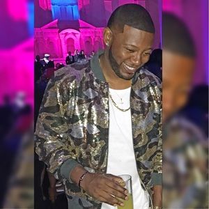 Men fatigue sequins bomber