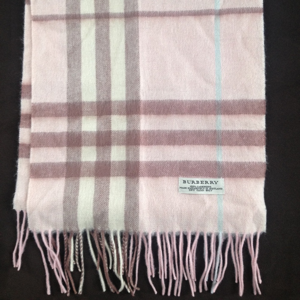 Pink and brown plaid scarf