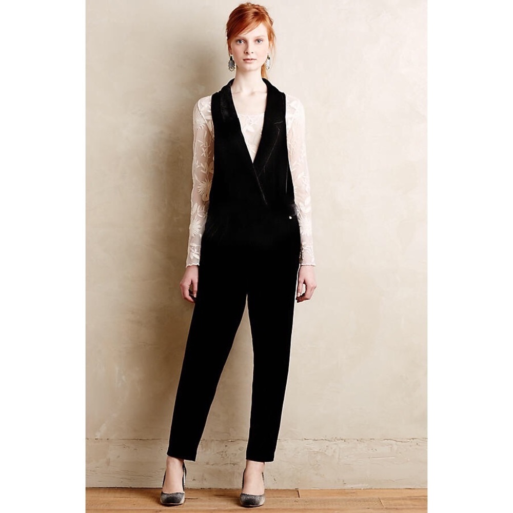Anthropologie Velvet Tuxedo Jumpsuit