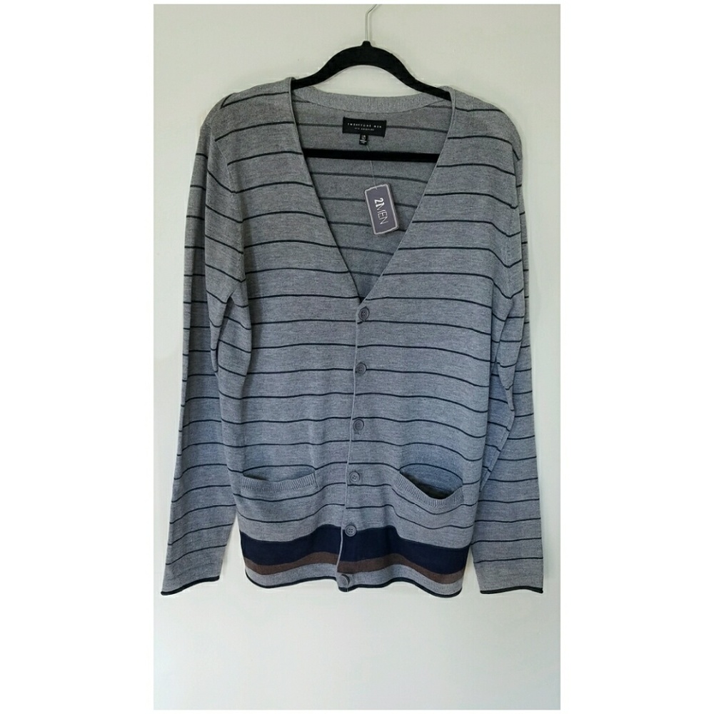 Forever 21 Mens Gray Cardigan with pockets NWT