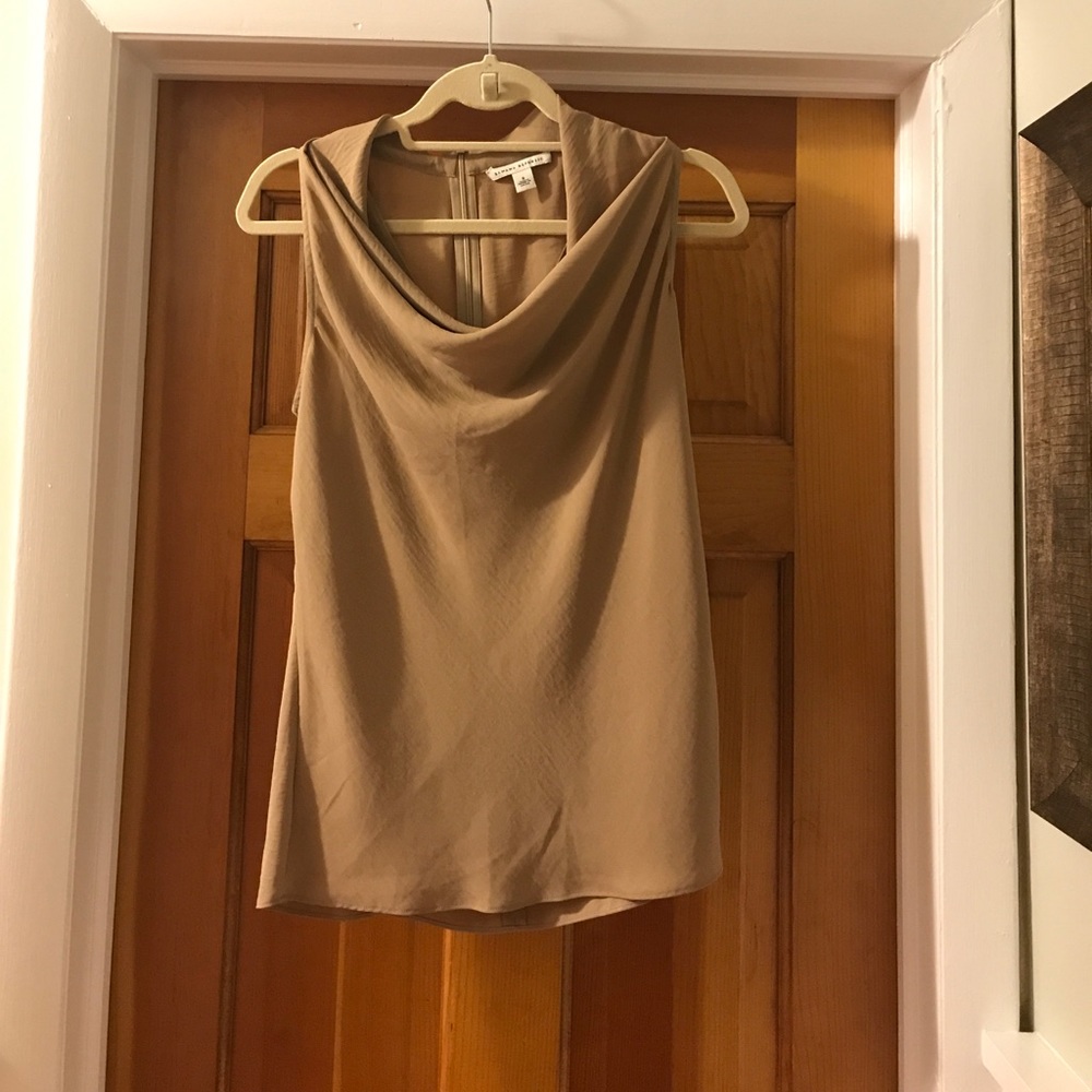 Banana Republic tan cowl neck blouse.