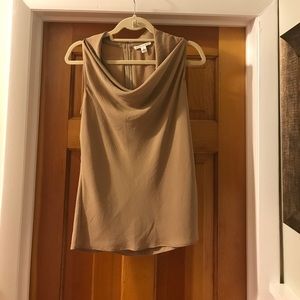 Banana Republic tan cowl neck blouse.
