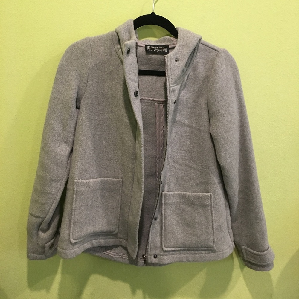 Grey pea coat jacket