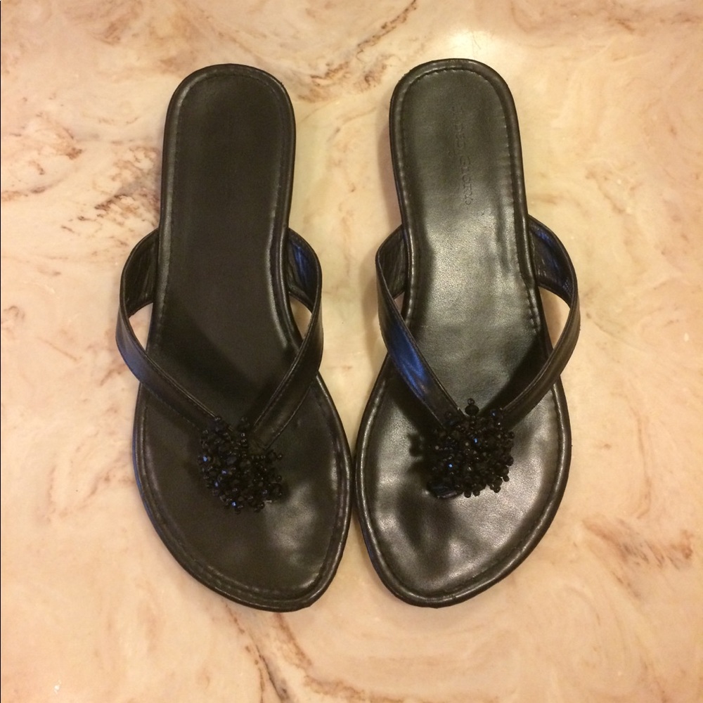 Faded Glory black beaded sparkle flip-flops
