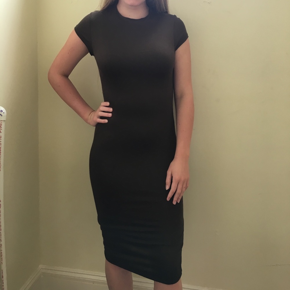 Olive fitted dress, size M
