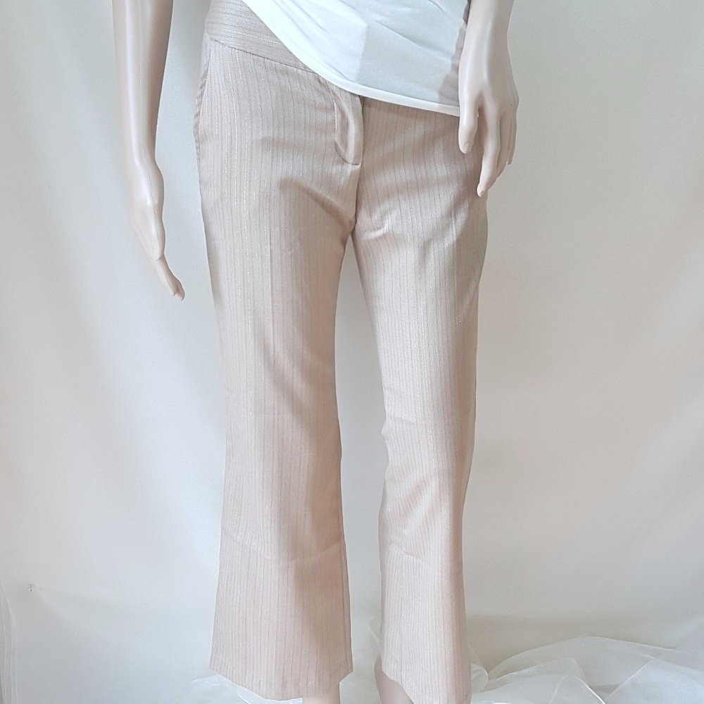 IZ Buyer Womens Sz 3 Pants Tan Gold Stripe Pockets