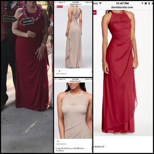 David’s Bridal Long Mesh Dress w/ Illusion Neck