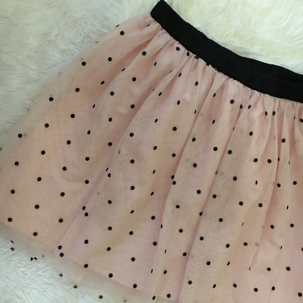 GAP - Girls Pink & Black Polka Dot Tulle Skirt