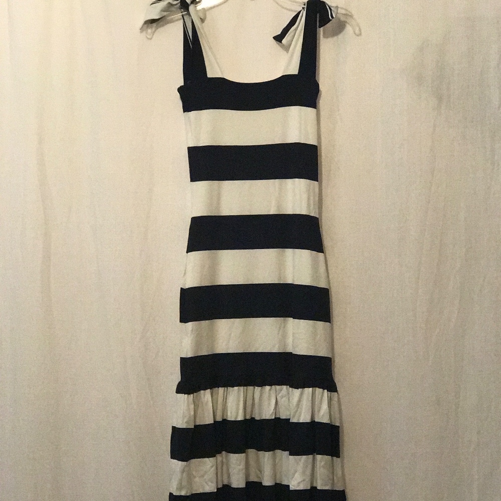 Nadia Tarr navy and white striped dress