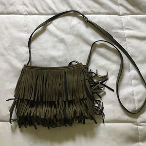 Aldo Olive/Green fringe Cross body Bag