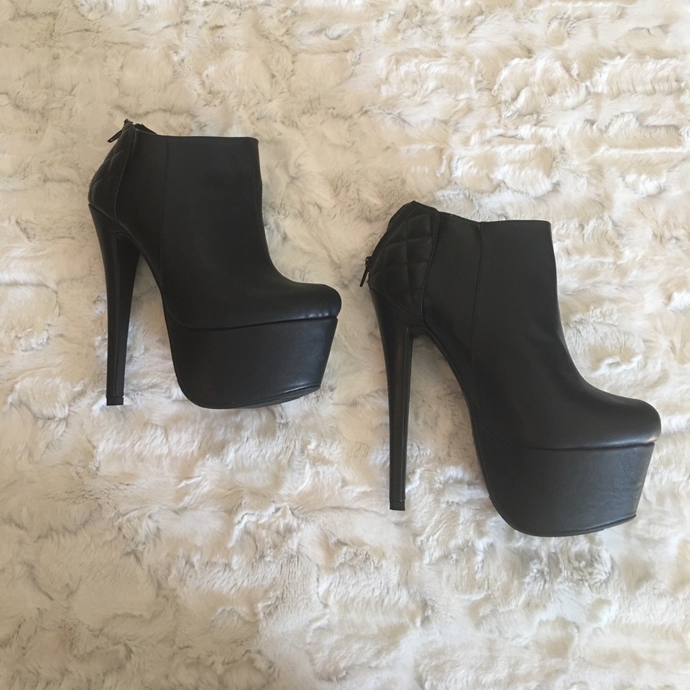 Black platform ankle booties