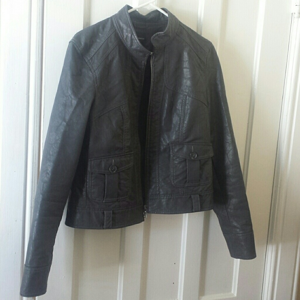 Express faux leather motorcycle jacket