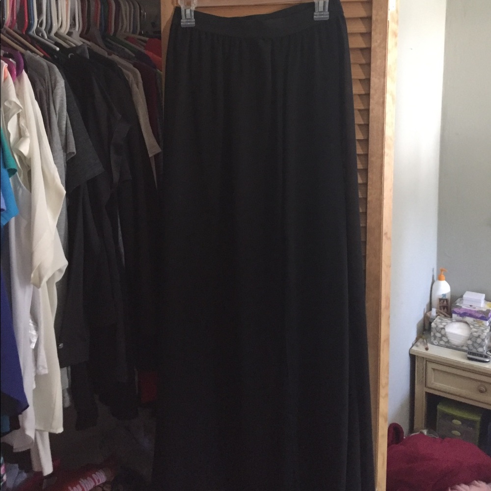 Black maxi skirt with built in mini skirt.