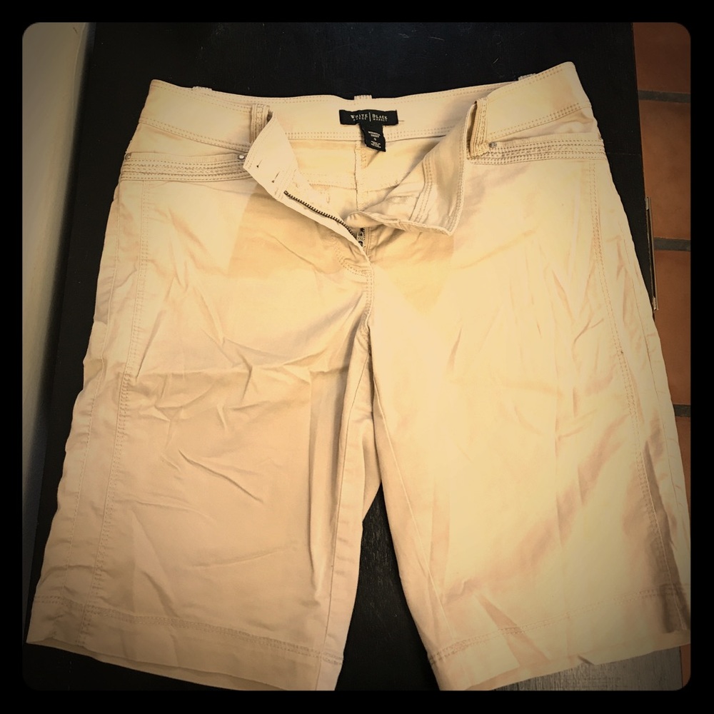 White and Black Tan Bermuda Shorts