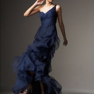 Badgley mischka one shoulder gown