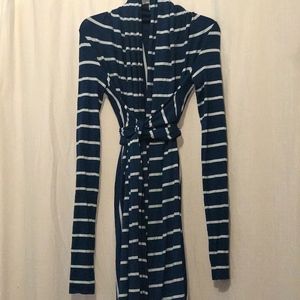 Nadia Tarr navy striped dress with sash