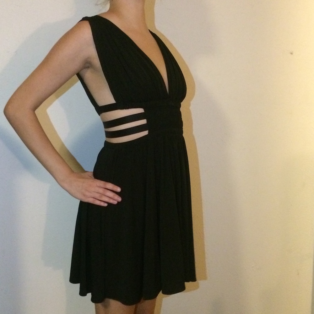 EXPRESS SZ S BLACK STRAPPY GRECIAN DRESS CUT OUTS