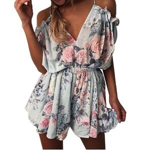 Floral Cold Shoulder Romper