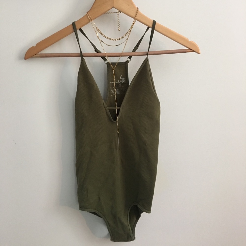 Free People Army Green Bodysuit.