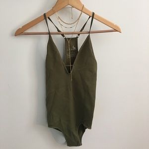 Free People Army Green Bodysuit.