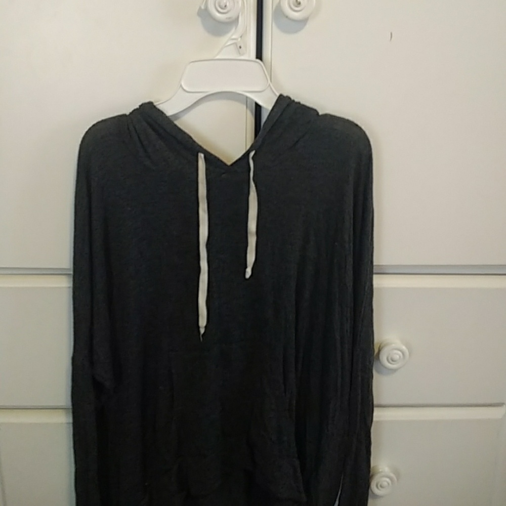 Gray hooded shirt