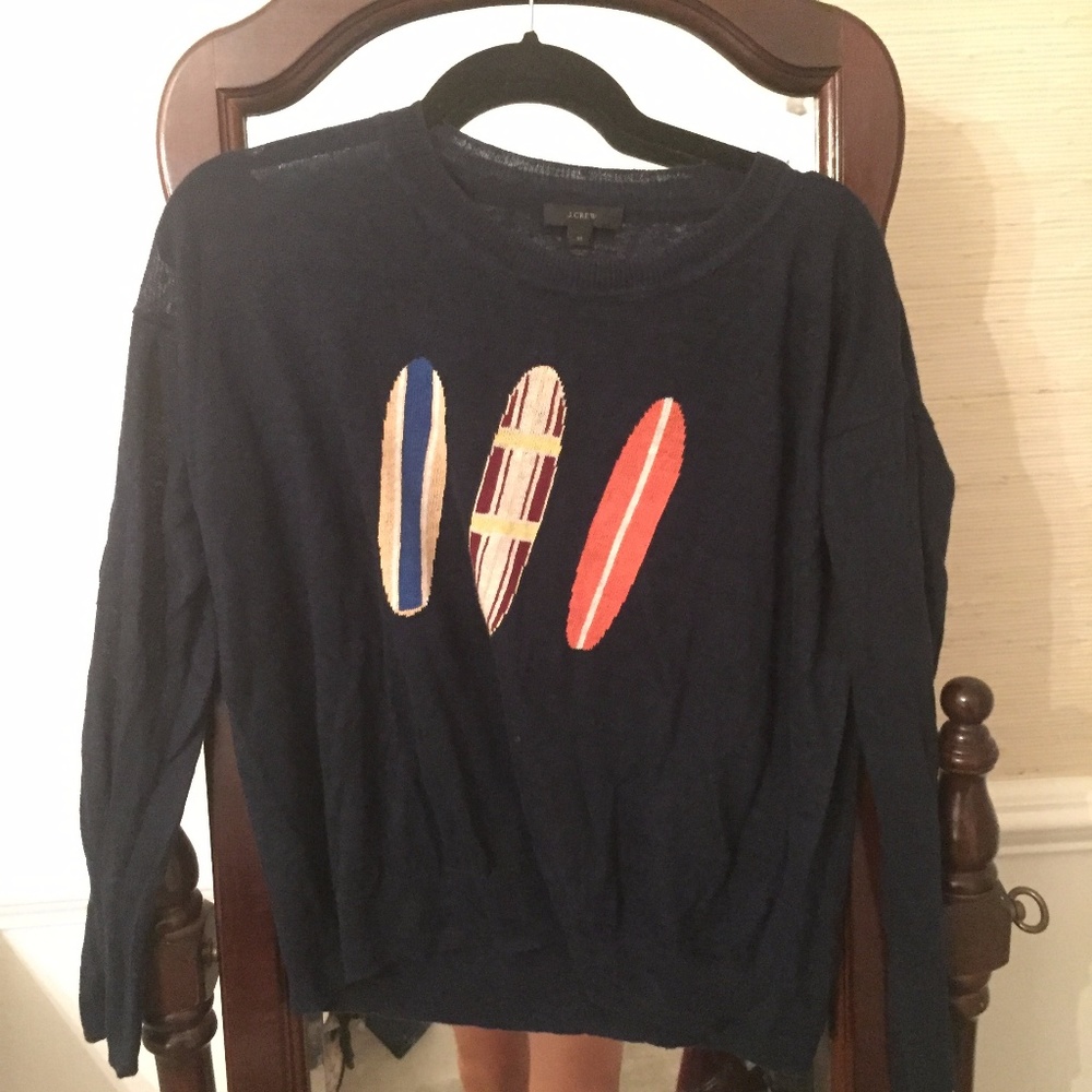 J Crew Surfboard Light Knit Navy Sweater Sz. S