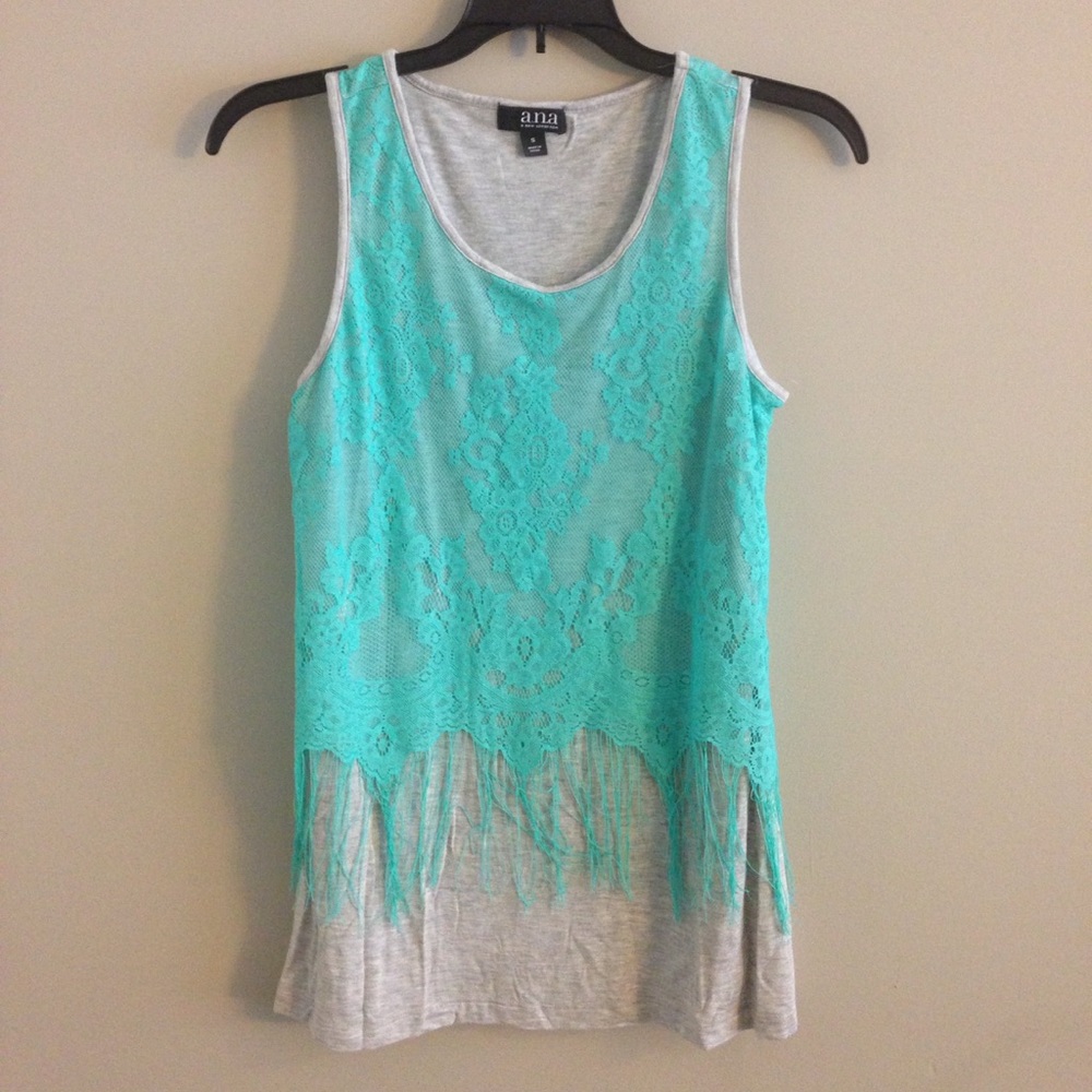 Mint and Gray Lace Tank Top