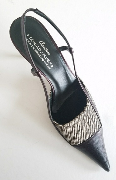 Donald J. Pliner Shoes - Donald J Pliner Herringbone & Leather Slingbacks