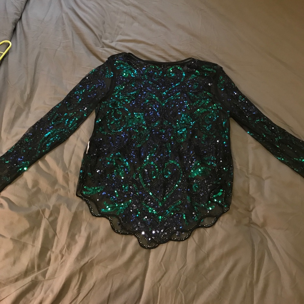 Black sheer sequence top