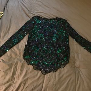 Black sheer sequence top