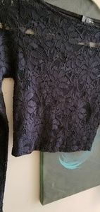 Lace crop shirt AQUA