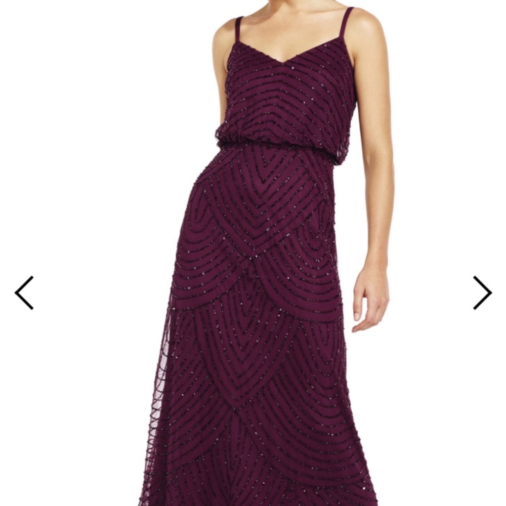 Adrianna Papell Art Deco Beaded Blouson Gown -Sz 4