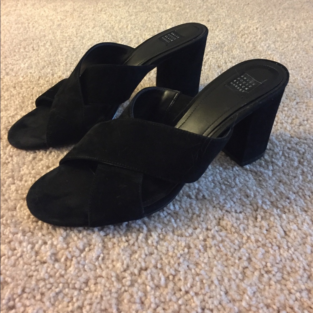 White House Black Market open toe mules.