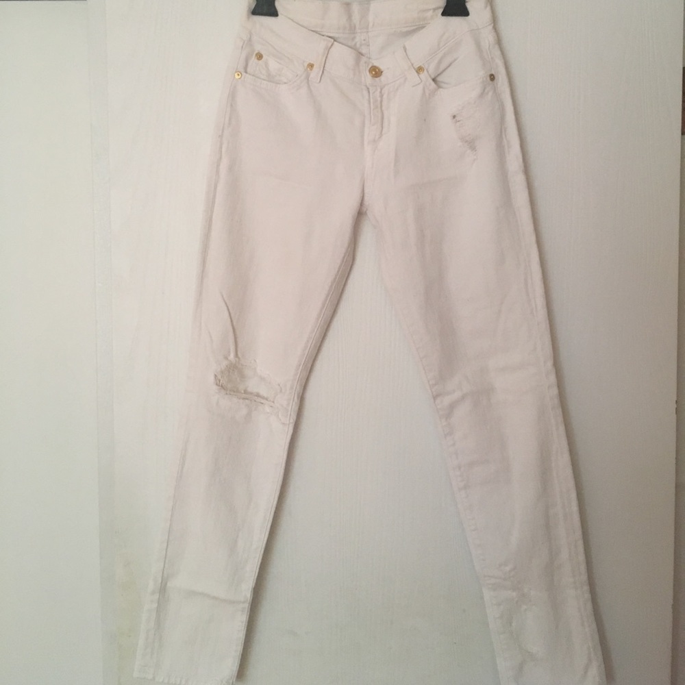 White Wash Ankle Cropped Skinny Jeans