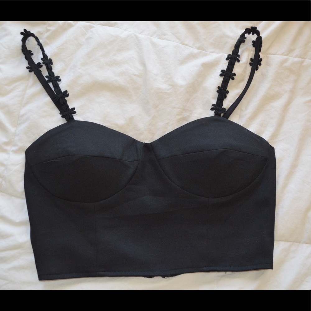 Floral Strap Bustier in BLACK / NOIR