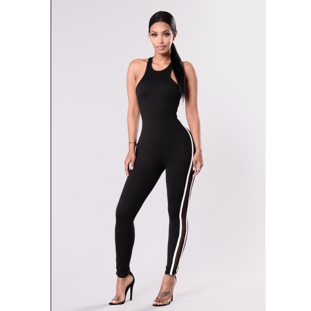 Fashion Nova Black white jumpsuit
