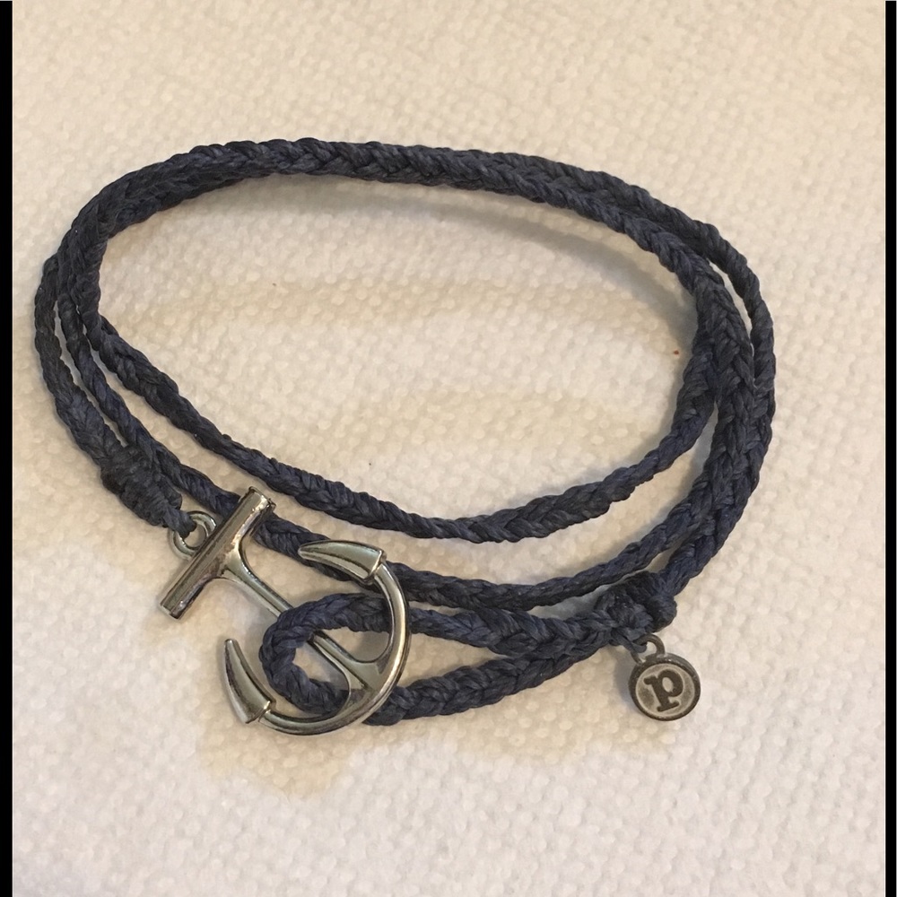 Pura Vida Blue Braided Anchor Wrap Bracelet