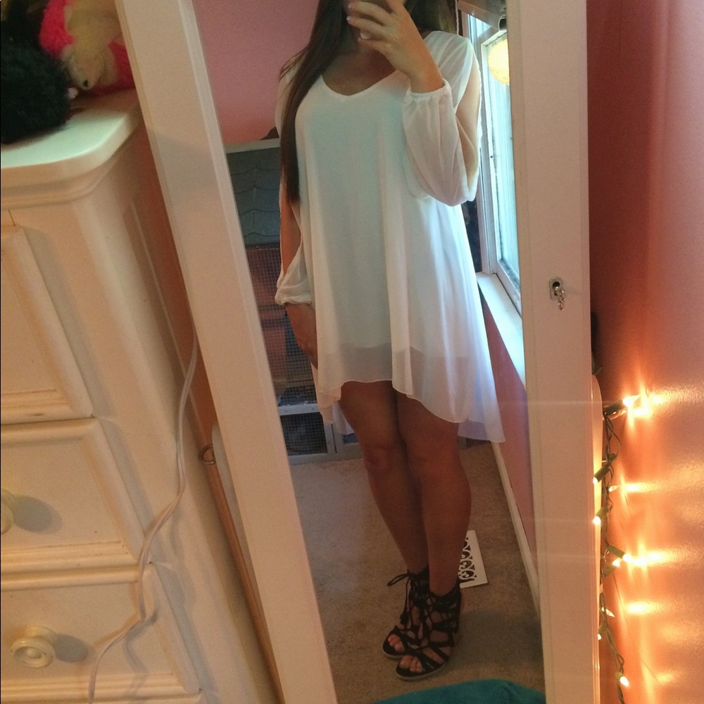 Flowy White Boho Dress