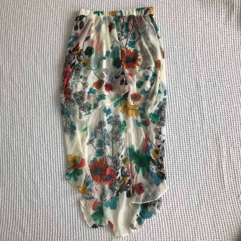 Floral High Low Skirt