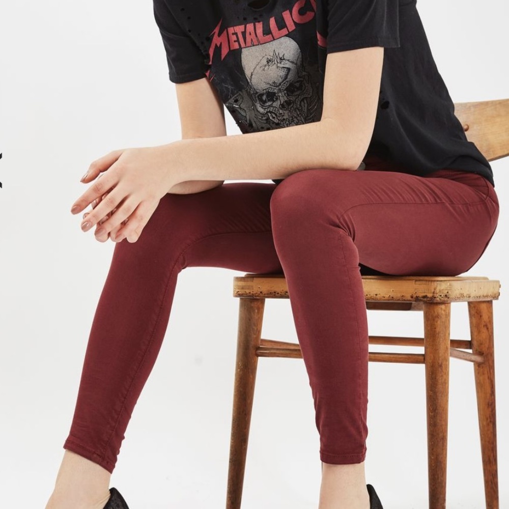 TOPSHOP Burgundy Jeggings