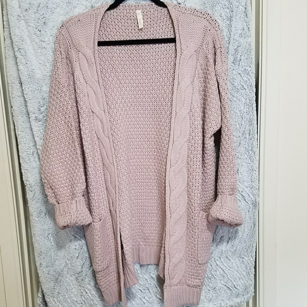 NEW Blush Cable Knit Sweater Cardigan With Pockets