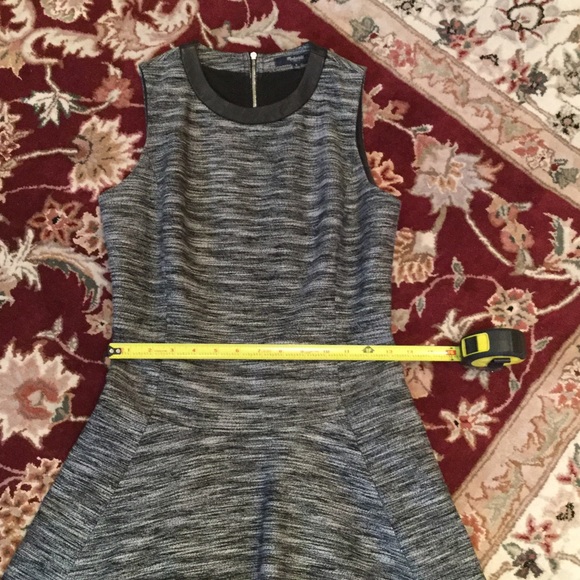 MADEWELL black tweed dress. Leather trimmed collar - Picture 5 of 6