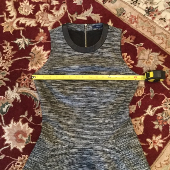 MADEWELL black tweed dress. Leather trimmed collar - Picture 6 of 6