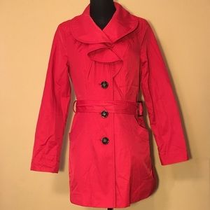 Esprit Trench Coat women's Small red Button Front