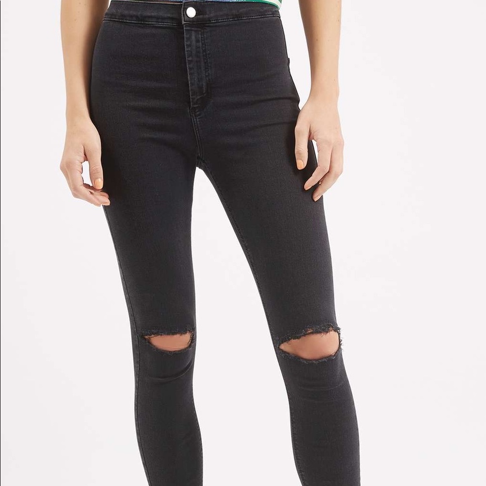 TOPSHOP Washed Black Joni Jeans