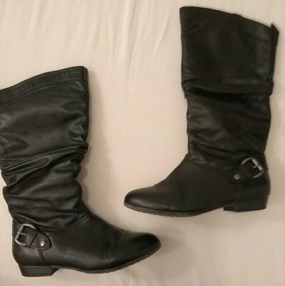 ALDO Black Leather Zip Up Boots sz 6 - Picture 1 of 4