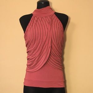 Skunkfunk Sleeveless top sz 1 Ruffled halter pink