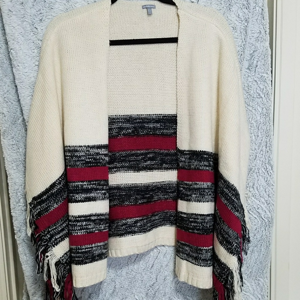 Striped Poncho Sweater/Wrap