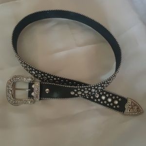 Black leather western belt