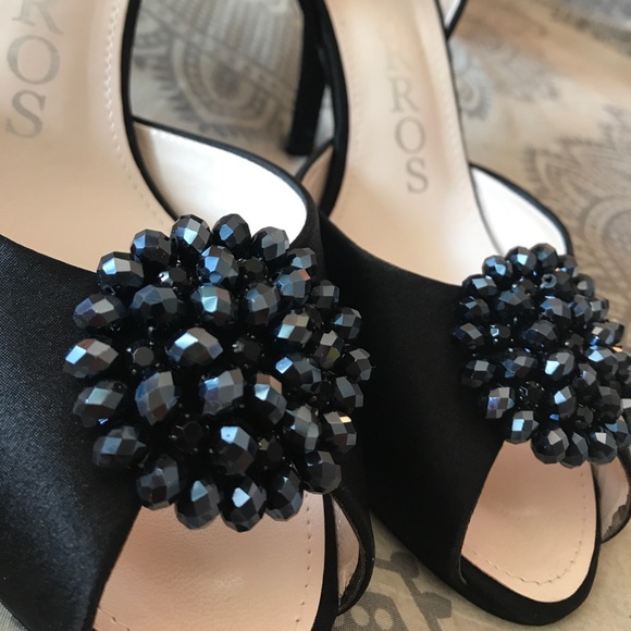 Caparros Black Satin Peep Toe Pumps - Size 8.5 - Picture 2 of 6